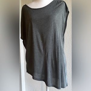 Haute Hippie Asymmetric hem knit jersey crew neck top - charcoal grey